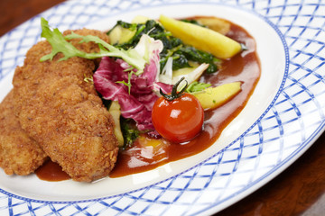 Schnitzel with salad