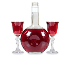 Red wine of bottle