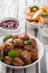 meatballs with potatoes and lingon jam