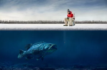 Selbstklebende Fototapete Angeln Eisfischen