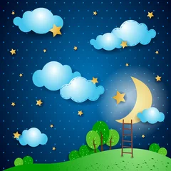 Photo sur Plexiglas Ciel Paysage fantastique la nuit