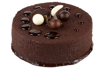 Chocolate cake isolated on white background
