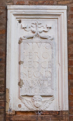 Wall plaque. Ferrara. Emilia-Romagna. Italy.