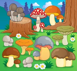Stickers pour porte Monde magique Image de thème de champignon 4