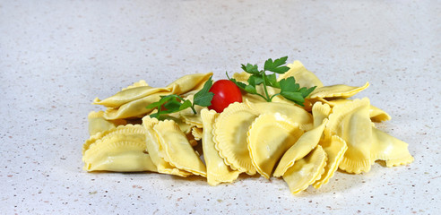 Ravioli on table