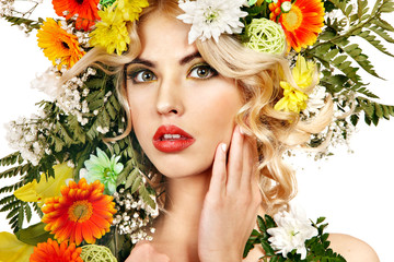 Woman with make up and flower.