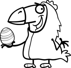 man as easter chicken cartoon for coloring