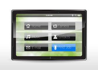 Tablet concept with a "Find Job" button