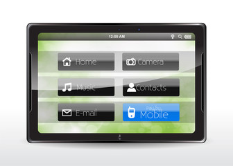 Tablet concept with a "Pay by Mobile" button