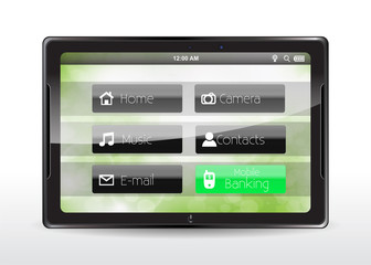 Tablet concept with a "Mobile Banking" button