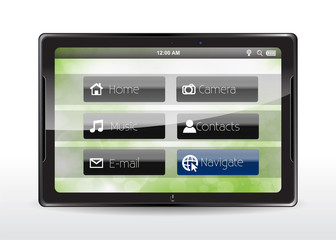 Tablet concept with a "Navigate" button