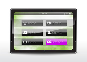 Tablet concept with a "Entertain" button