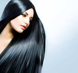 Beautiful Brunette Girl. Healthy Long Hair