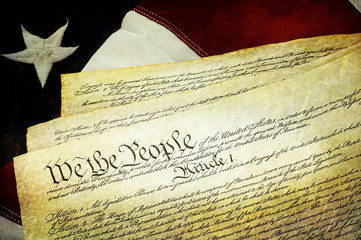 Textured American Constitution with US Flag