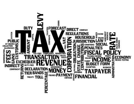 "TAX" Tag Cloud (money finance cash payslip income taxes state)