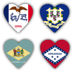 Flags in the shape of a heart, US states
