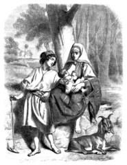 Fototapeta na wymiar Tradycyjny semicki Family - Palestyna - 19 wieku