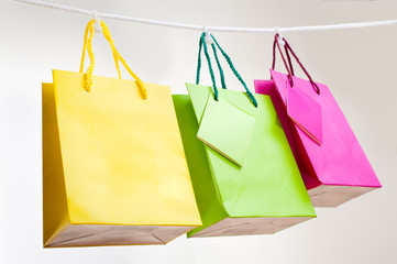paper bags for clothes pins, white background