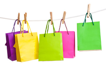 paper bags for clothes pins, white background