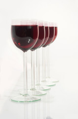 Wine glasses in a row