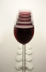 Wine glasses in a row