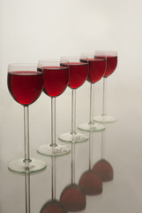 Wine glasses in a row