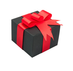 Black gift box on white background.