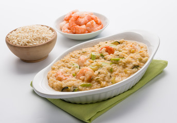 Risotto con gamberetti e zucchine - Rice with shrimp