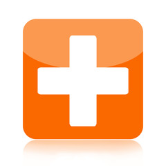 First aid medical button isolated on white