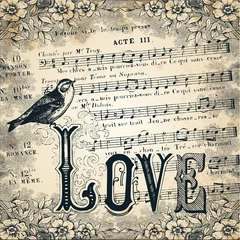 Wallpaper murals Vintage Poster Love Song