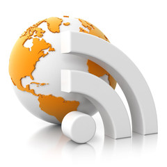 3d globe icon - wifi, rss