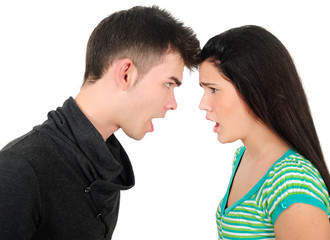 Isolated casual couple