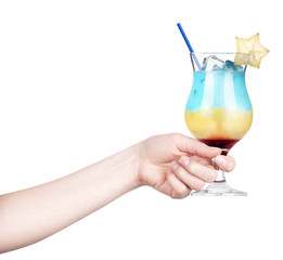 hand with alcohol cocktail making toast