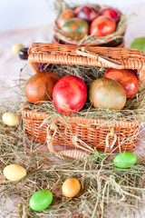 Easter eggs in basket