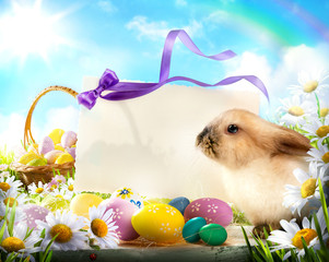 Easter bunny and Easter eggs