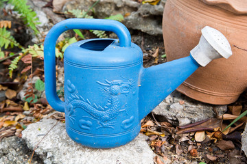 Chinese Dragon design on watering flower pot in the garden