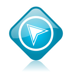 navigation blue square glossy web icon