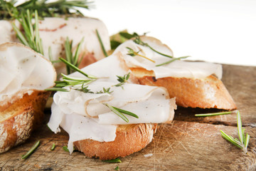 Mediterranean diet, bacon with herbs.