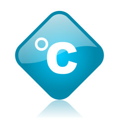 celsius blue square glossy web icon