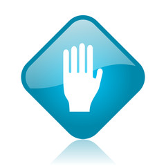 stop blue square glossy web icon
