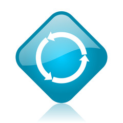 refresh blue square glossy web icon