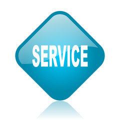 service blue square glossy web icon
