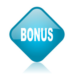 bonus blue square glossy web icon