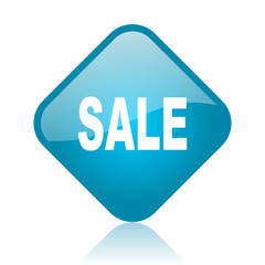 sale blue square glossy web icon