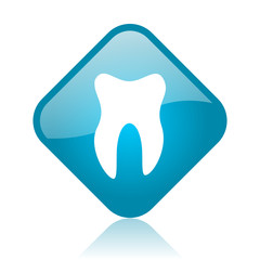 tooth blue square glossy web icon