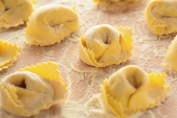 Fresh uncooked ravioli