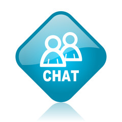 chat blue square glossy web icon
