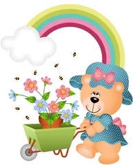 Foto op Canvas Teddybeer in de tuin © soniagoncalves
