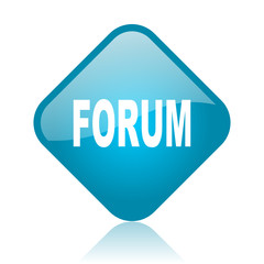 forum blue square glossy web icon