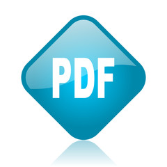 pdf blue square glossy web icon